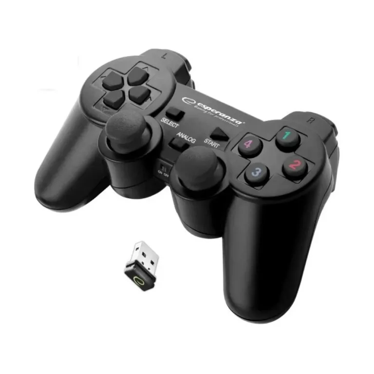 Esperanza EGG108K USB 2.0 must juhtmega mängupult, 12 nupu ja D-padiga, PC ja PlayStation 3 jaoks