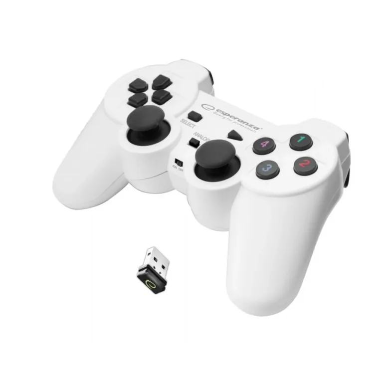 Esperanza EGG108W must/valge 2,4 GHz juhtmevaba RF gamepad PC ja PlayStation 3 jaoks, USB-vastuvõtjaga