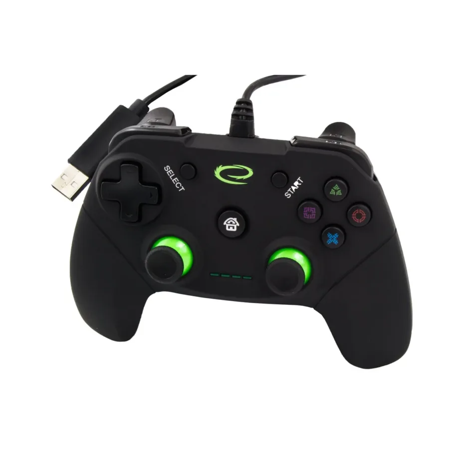 Esperanza EGG110K 1,5 m USB juhtmega mängupult 12 nupuga, PC ja PlayStation 3, vibratsioon, must – 5