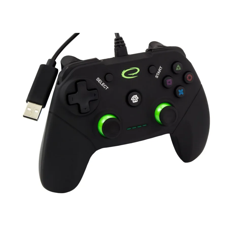 Esperanza EGG110K 1,5 m USB juhtmega mängupult 12 nupuga, PC ja PlayStation 3, vibratsioon, must – 8