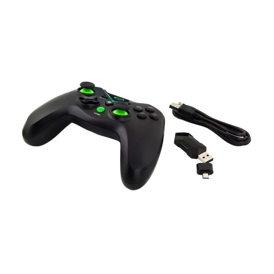 Esperanza EGG112K juhtmevaba mängupult 2.4 GHz Xbox One, PS3, PC jaoks, 12 nuppu, must/roheline, ergonoomiline – 12