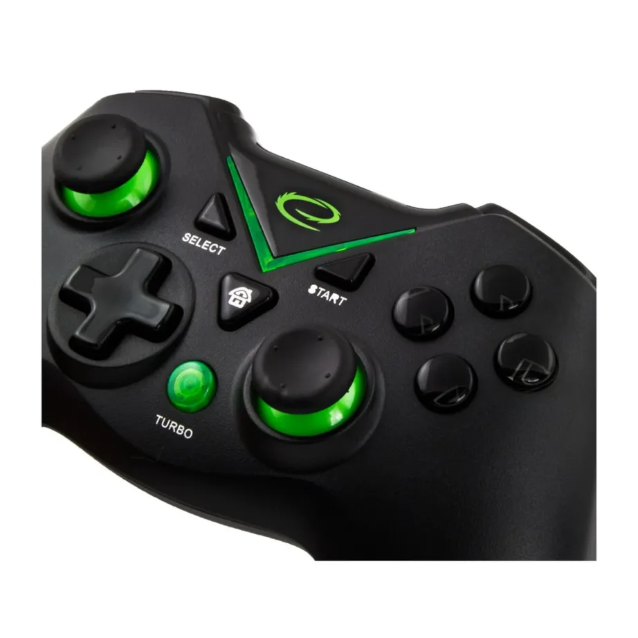 Esperanza EGG112K juhtmevaba mängupult 2.4 GHz Xbox One, PS3, PC jaoks, 12 nuppu, must/roheline, ergonoomiline – 7
