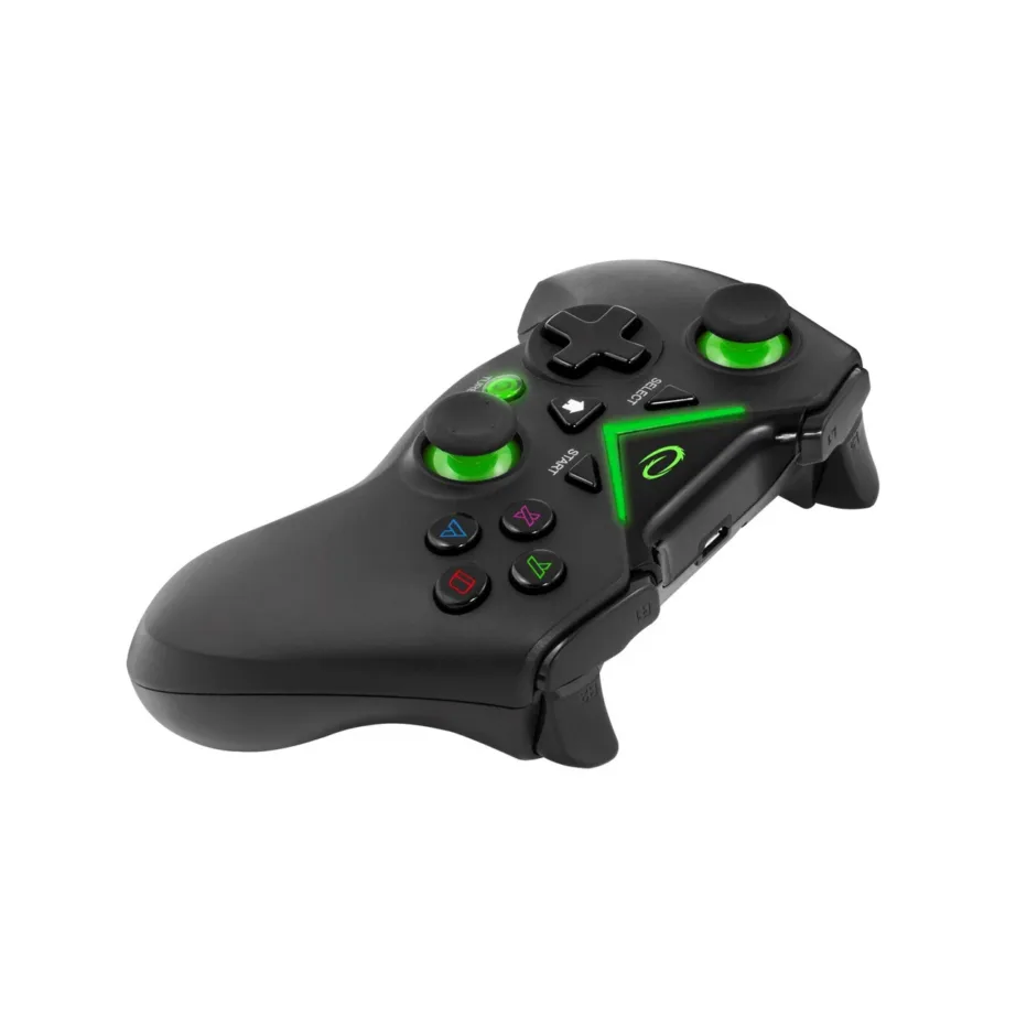 Esperanza EGG112K juhtmevaba mängupult 2.4 GHz Xbox One, PS3, PC jaoks, 12 nuppu, must/roheline, ergonoomiline – 9