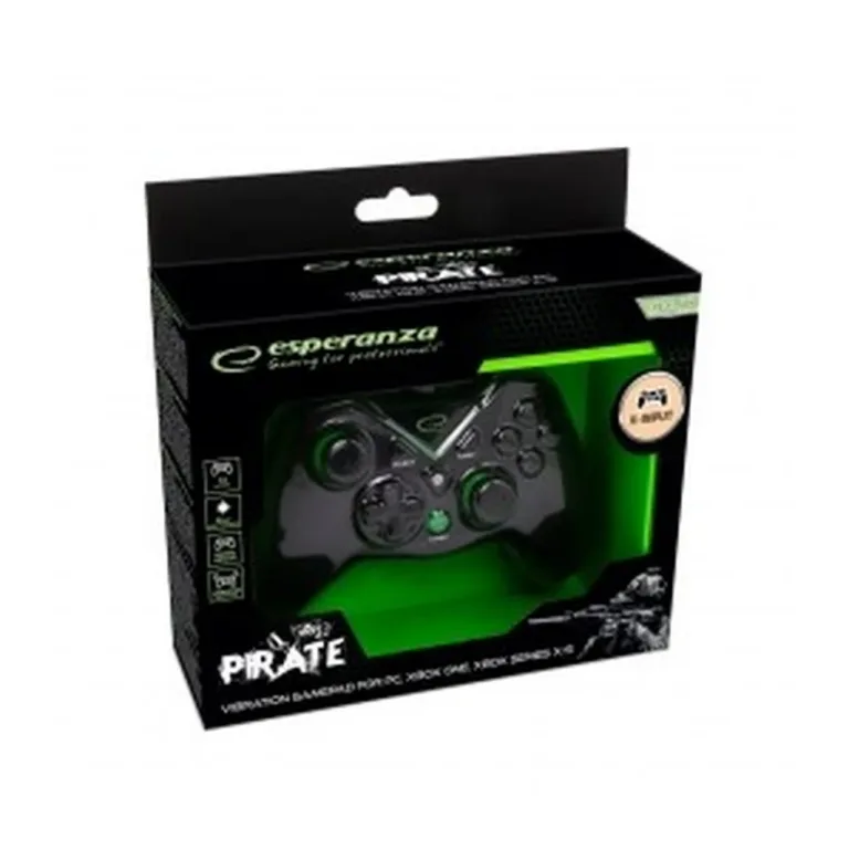 Esperanza EGG114K must USB 2.0 juhtmega gamepad vibratsiooni ja 12 nupuga, PC, Xbox One, Series S/X jaoks
