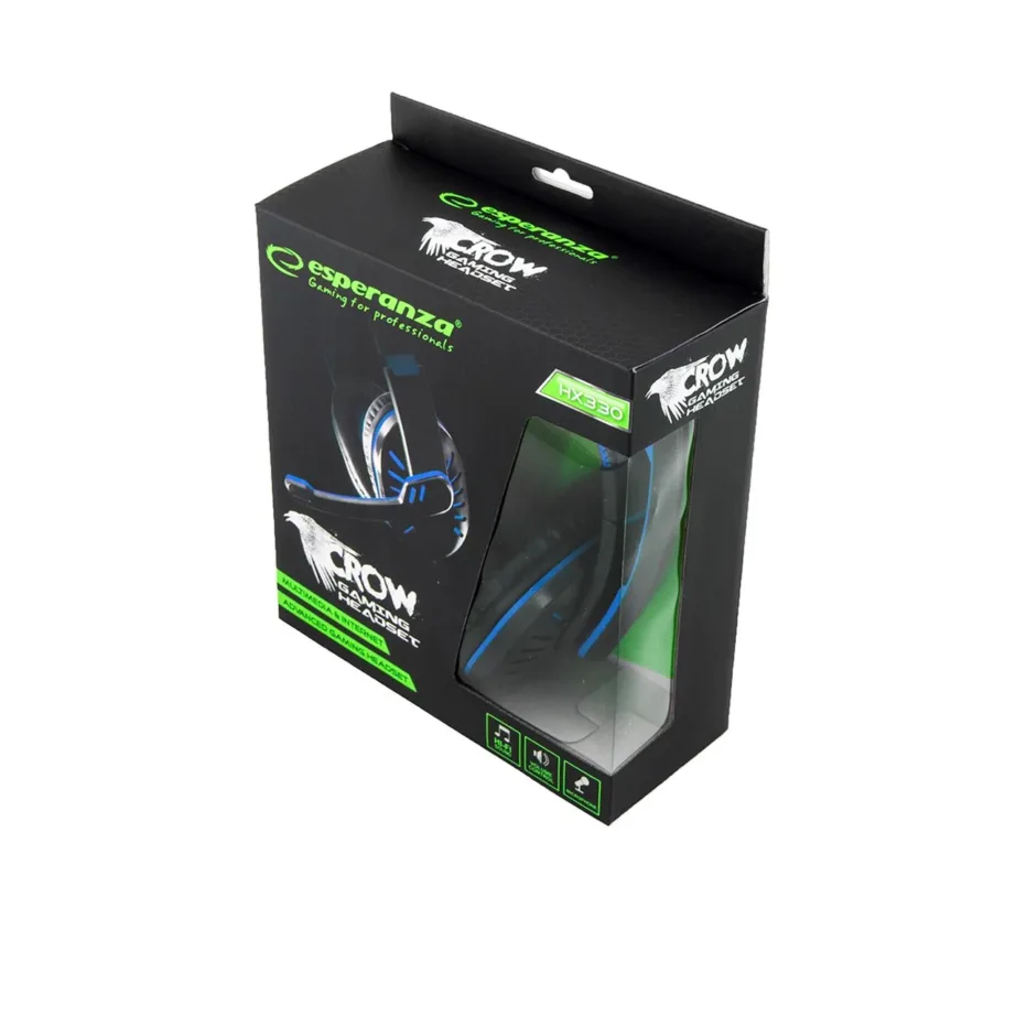 Esperanza EGH330B 2 m juhtmega binauraalne mänguri peakomplekt mikrofoniga, must, 2×3,5 mm – 4