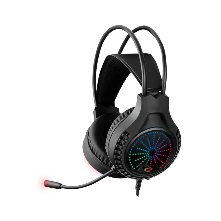 Esperanza EGH5000 1,5 m USB-mikrofoniga binauraalsed juhtmega mängurikõrvaklapid RGB LED-iga, must