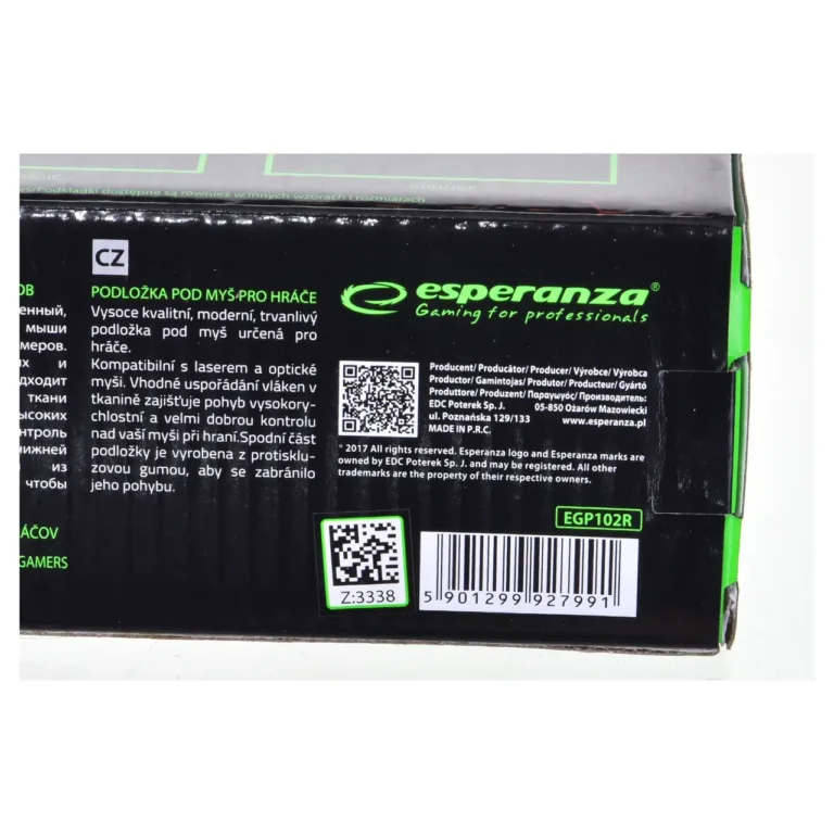 Esperanza EGP101R 250×200×2 mm must/oranž polüestrist libisemisvastase põhjaga mängurihiirematt