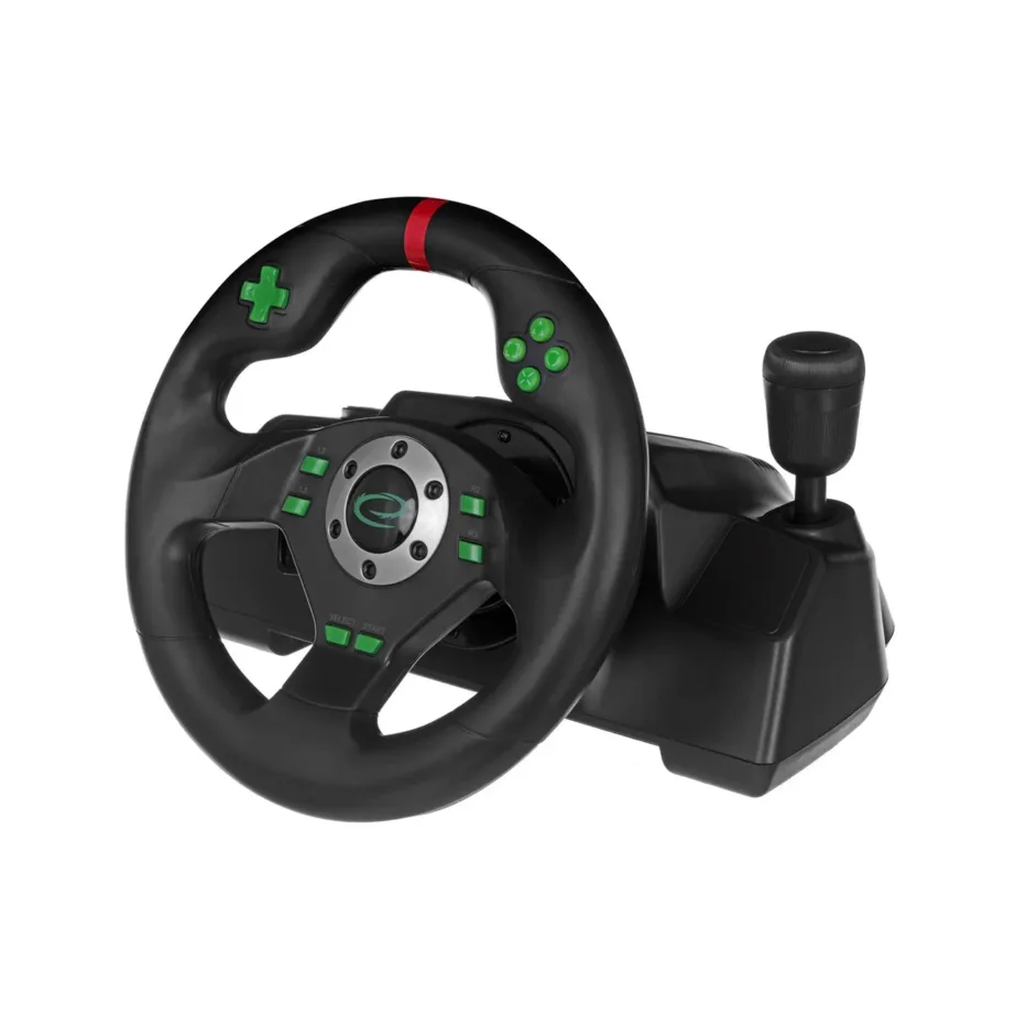 Esperanza EGW101 USB juhtmega mängurool 270° PlayStation 3/PC-le, 12 nuppu, must-roheline – 3