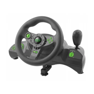 Esperanza EGW102 24 cm rohelise valgusega USB mängurool 270° vibratsiooniga, PC/PlayStation 3, pedaalide ja käigukangiga