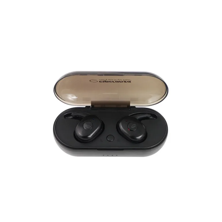 Esperanza EH225K TWS Cardera mustad in-ear Bluetooth 5.0 juhtmevabad kõrvaklapid mikrofoniga, laadimiskarbiga ja punase taustvalgustusega, kõnedele ja muusikakuulamiseks