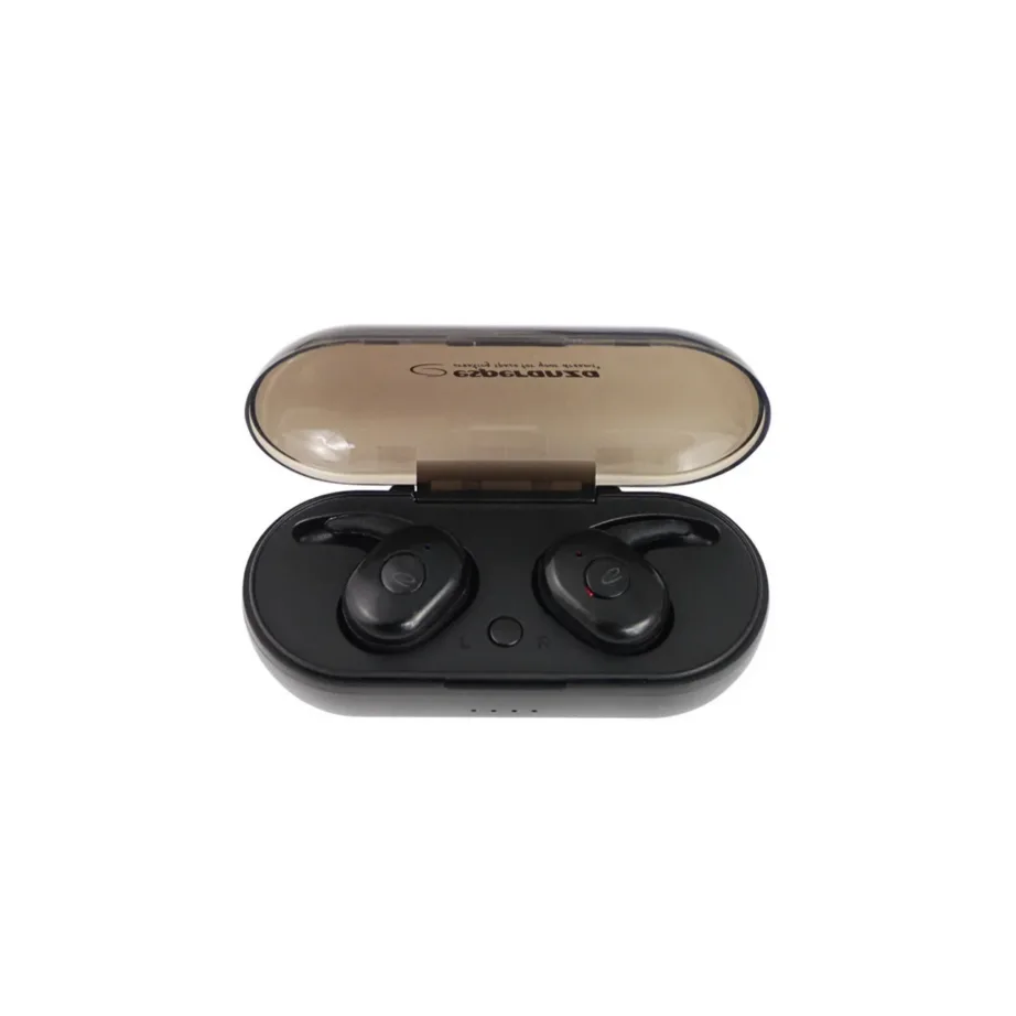 Esperanza EH225K TWS Cardera mustad in-ear Bluetooth 5.0 juhtmevabad kõrvaklapid mikrofoniga, laadimiskarbiga ja punase taustvalgustusega, kõnedele ja muusikakuulamiseks – 3