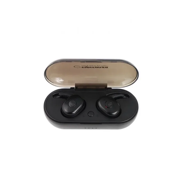 Esperanza EH225K TWS Cardera mustad in-ear Bluetooth 5.0 juhtmevabad kõrvaklapid mikrofoniga, laadimiskarbiga ja punase taustvalgustusega, kõnedele ja muusikakuulamiseks