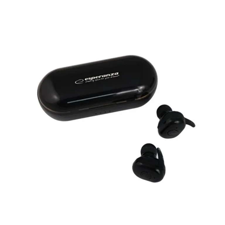 Esperanza EH225K TWS Cardera mustad in-ear Bluetooth 5.0 juhtmevabad kõrvaklapid mikrofoniga, laadimiskarbiga ja punase taustvalgustusega, kõnedele ja muusikakuulamiseks