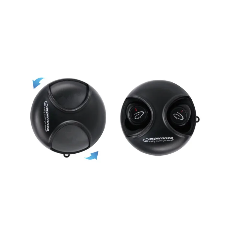 Esperanza EH228K juhtmevabad Bluetooth 5.0 mustad kõrvasisesed kõrvaklapid mikrofoniga, laadimiskarbi ja puutetundliku juhtimisega, muusika ja kõnede jaoks