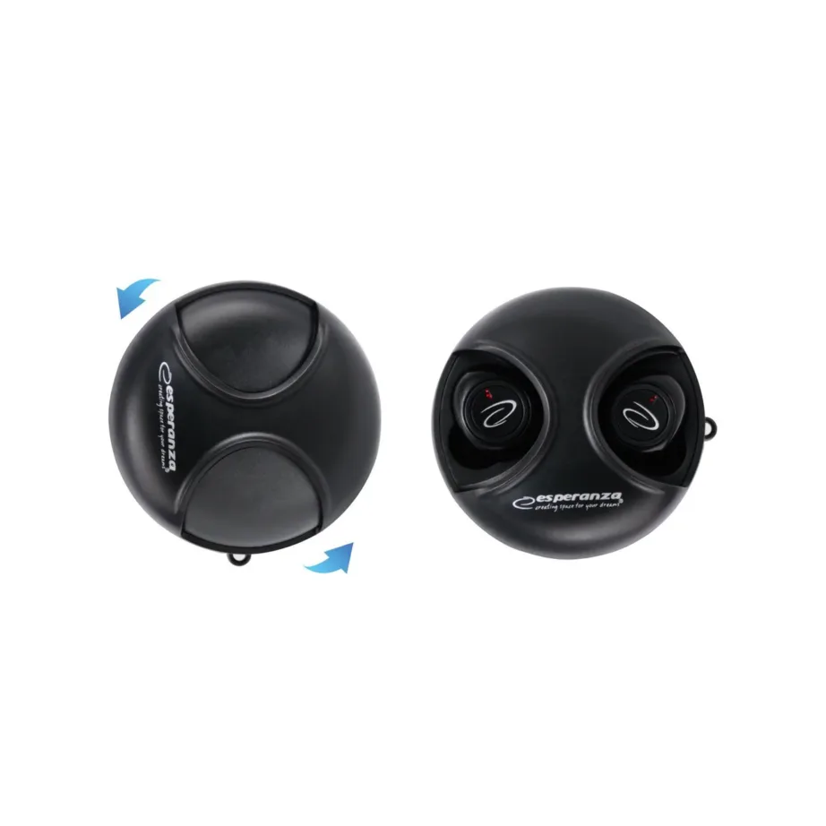 Esperanza EH228K juhtmevabad Bluetooth 5.0 mustad kõrvasisesed kõrvaklapid mikrofoniga, laadimiskarbi ja puutetundliku juhtimisega, muusika ja kõnede jaoks – 5