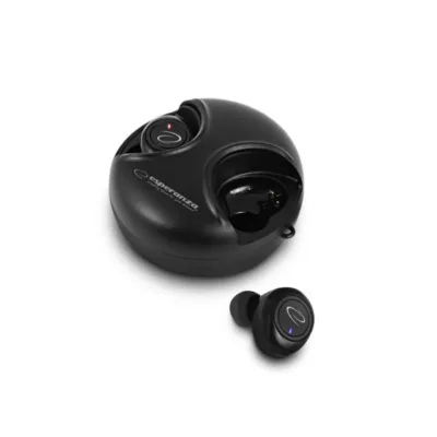 Esperanza EH228K juhtmevabad Bluetooth 5.0 mustad kõrvasisesed kõrvaklapid mikrofoniga, laadimiskarbi ja puutetundliku juhtimisega, muusika ja kõnede jaoks