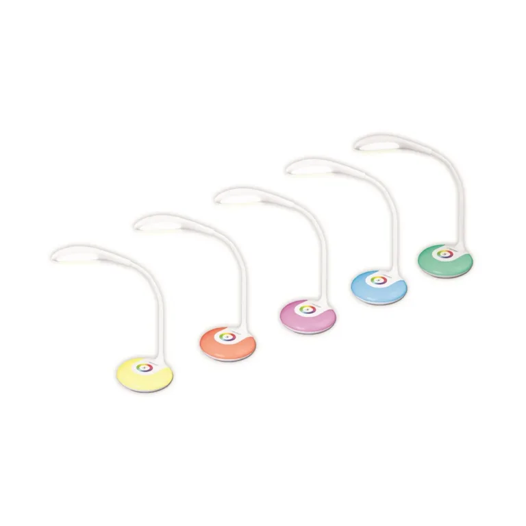 Esperanza ELD102 3W valge LED laualamp, painduv vars, puutetundlik juhtimine, aku/USB, värvimuutev öövalgus