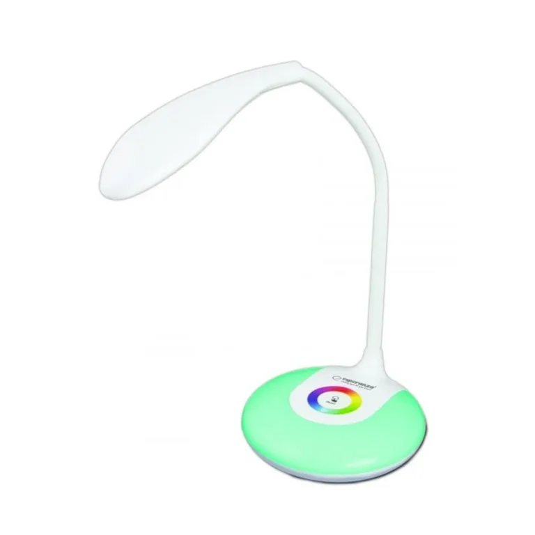 Esperanza ELD102 3W valge LED laualamp, painduv vars, puutetundlik juhtimine, aku/USB, värvimuutev öövalgus