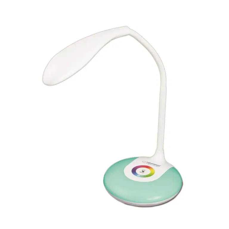 Esperanza ELD102 3W valge LED laualamp, painduv vars, puutetundlik juhtimine, aku/USB, värvimuutev öövalgus