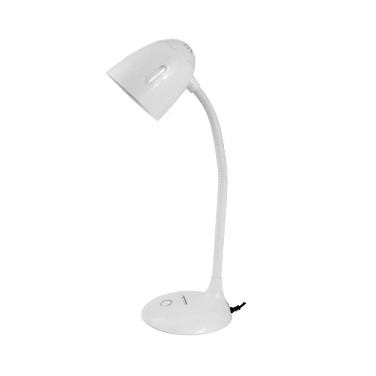 Esperanza ELD110W valge E27 sokliga laualamp, 12 W LED, painduva varre ja lülitiga, 47 cm