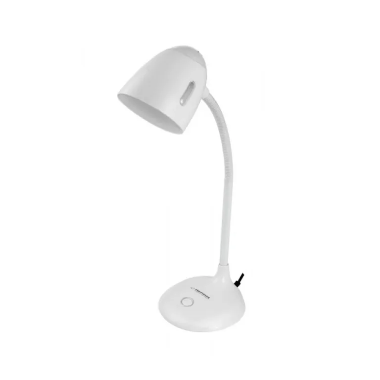 Esperanza ELD110W valge E27 sokliga laualamp, 12 W LED, painduva varre ja lülitiga, 47 cm