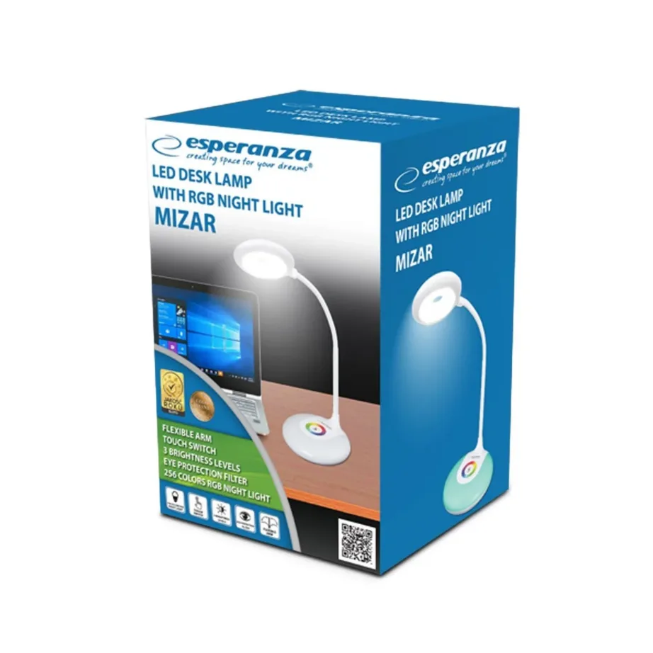 Esperanza ELD117 valge LED 3W painduv laualamp puutetundliku juhtimise ja RGB valgusega, USB/AAA toitega - 7