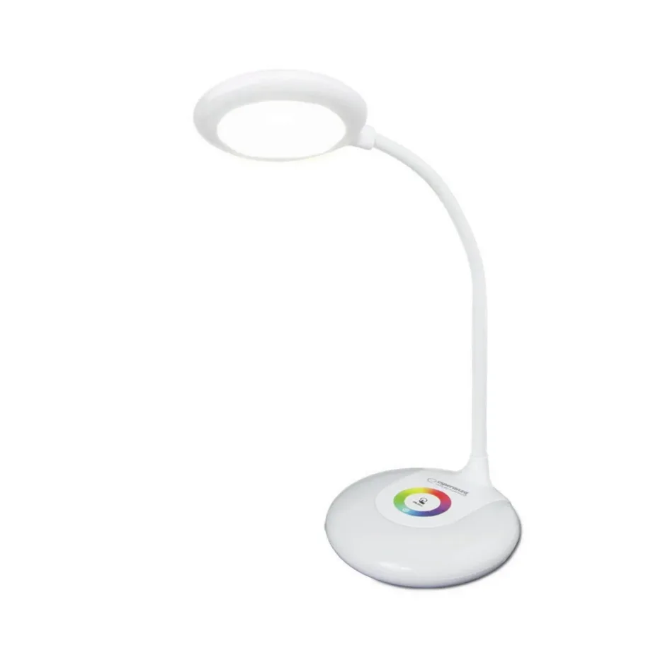 Esperanza ELD117 valge LED 3W painduv laualamp puutetundliku juhtimise ja RGB valgusega, USB/AAA toitega