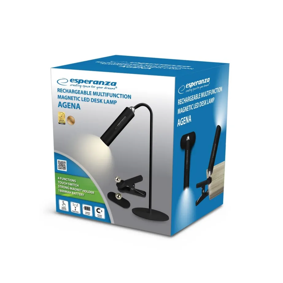 Esperanza ELD118K 350 mm 3 W 1800 mAh must USB-C LED laualamp, 3 valgusrežiimi, magnetilise otsa ja eemaldatava moodulvalgustiga, puutetundlik juhtimine – 10