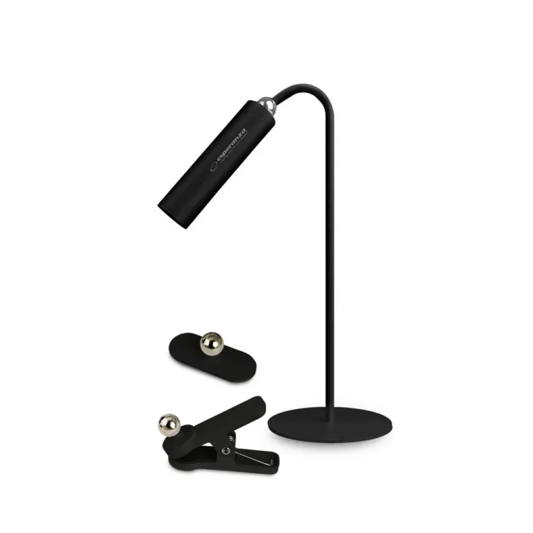 Esperanza ELD118K 350 mm 3 W 1800 mAh must USB-C LED laualamp, 3 valgusrežiimi, magnetilise otsa ja eemaldatava moodulvalgustiga, puutetundlik juhtimine