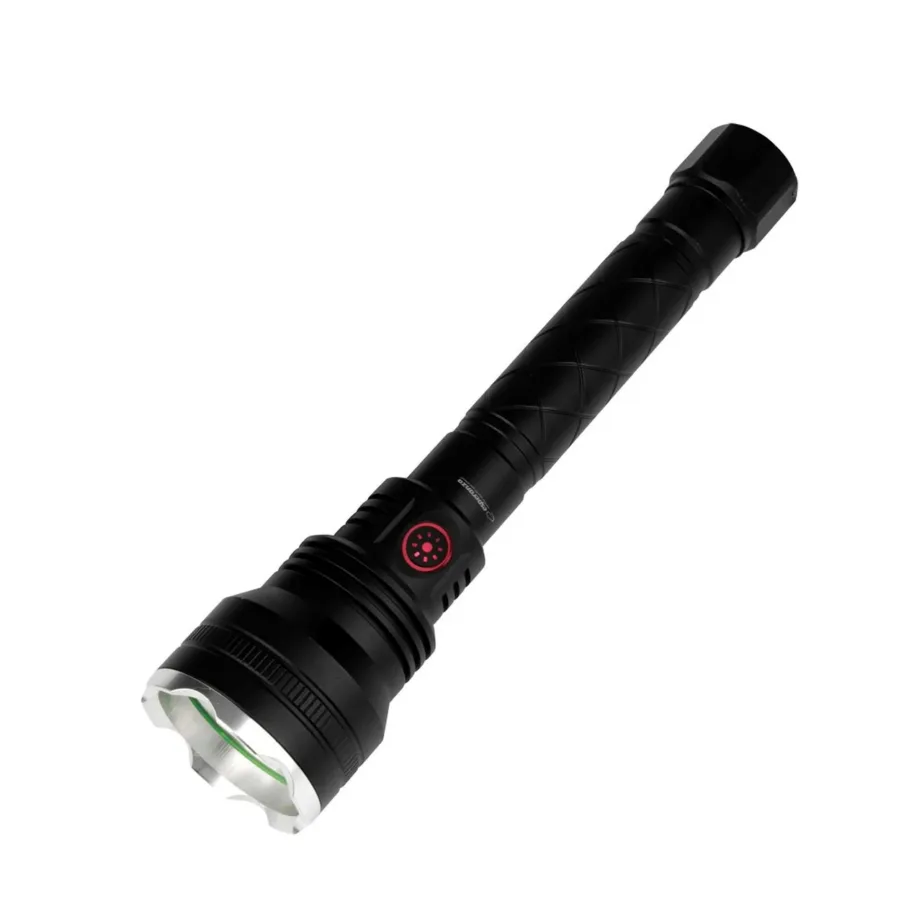 Esperanza EOT068 240 mm must alumiiniumist laetav LED-taskulamp, 1000 lm, 500 m valguskaugus, USB-C – 5