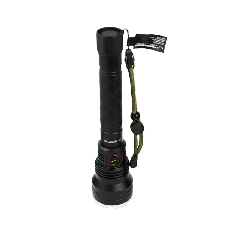 Esperanza EOT068 240 mm must alumiiniumist laetav LED-taskulamp, 1000 lm, 500 m valguskaugus, USB-C