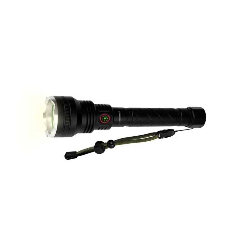 Esperanza EOT068 240 mm must alumiiniumist laetav LED-taskulamp, 1000 lm, 500 m valguskaugus, USB-C