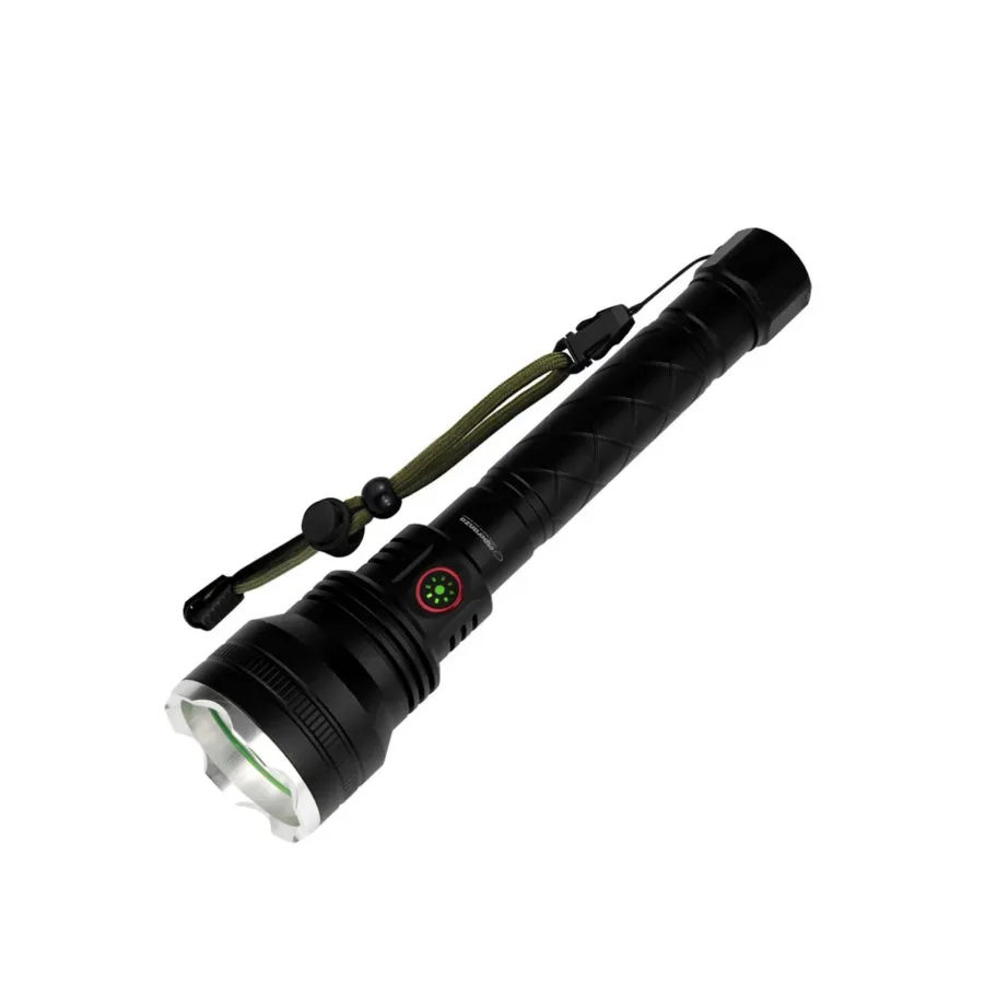 Esperanza EOT068 240 mm must alumiiniumist laetav LED-taskulamp, 1000 lm, 500 m valguskaugus, USB-C