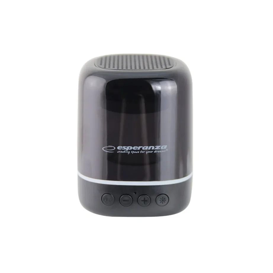Esperanza EP154 must Bluetooth 5.0 3W silindrikujuline kaasaskantav kõlar LED-valgustuse, FM-raadio ja MicroSD toega – 4