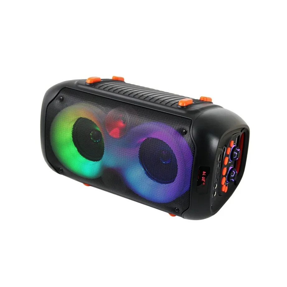 Esperanza EP156 20W must Bluetooth 5.0/FM/LED valgusega kaasaskantav karaokekõlar, aku, MicroSD, USB-C, 220x230x410 mm – 10