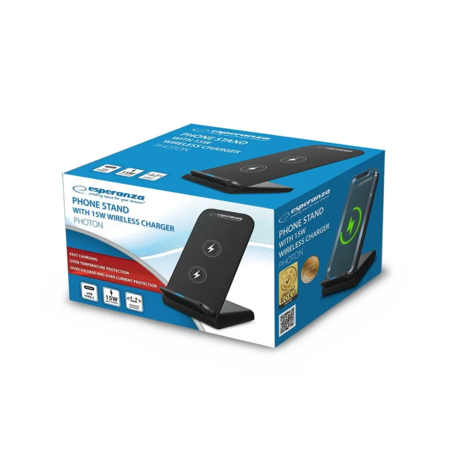 Esperanza EZC101 must 15W juhtmevaba laadija lauaalus nutitelefonidele – 7