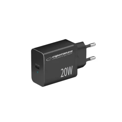 Esperanza EZC104K 20W USB-C must kiirlaadija ülepinge- ja ülekuumenemiskaitsega