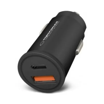 Esperanza EZC111K 20W must autolaadija, USB-C ja USB-A kiirlaadimisega, sobib nutitelefonile ja tahvelarvutile