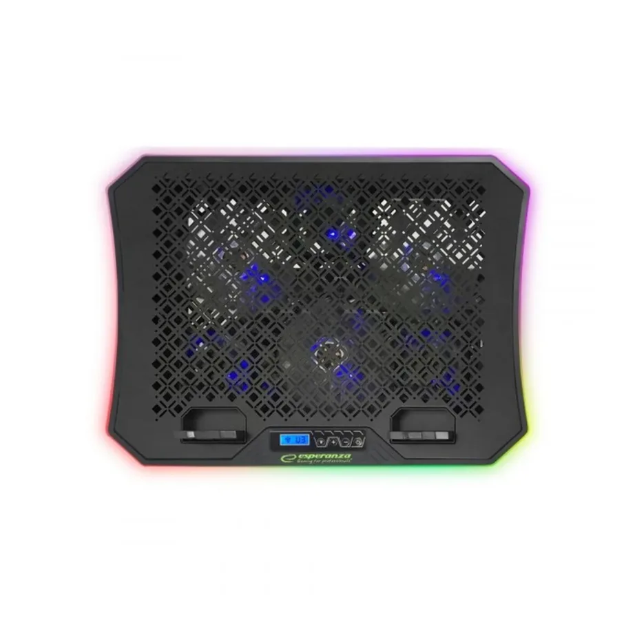 Esperanza GALERNE EGC109 19″ must sülearvuti jahutusalus LCD-ekraani, 6 ventilaatori, RGB valgustuse ja 6-astmelise kõrgusreguleerimisega – 3