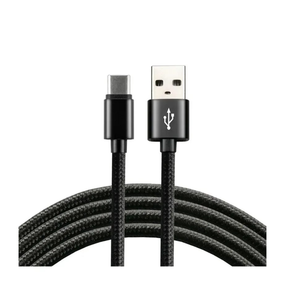 everActive CBB-1CB 1m must USB-A–USB-C 3A kiirlaadimiskaabel, punutud, USB 2.0
