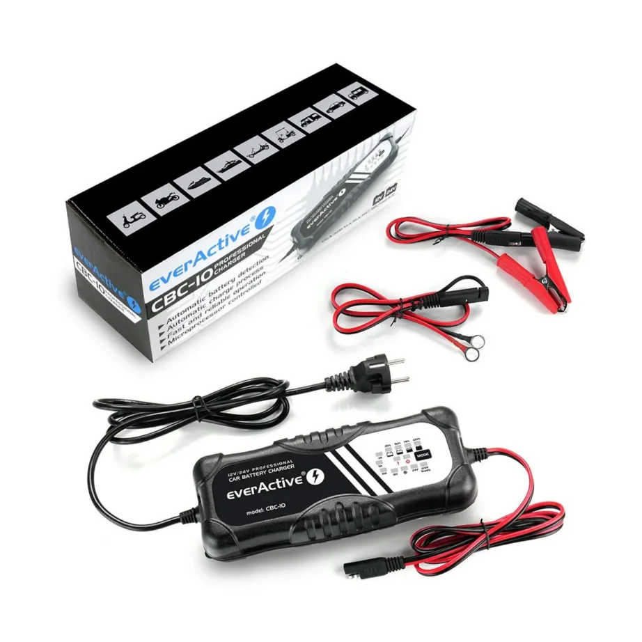 everActive CBC-10 12V/24V 10A must automaatne akulaadija pliiakudele, 220-240V – 2