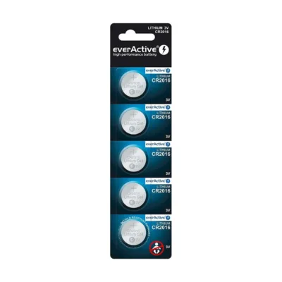 everActive CR20165BL CR2016 3V liitiumpatarei 20x1,6 mm nööpelement, 5 tk blisterpakendis