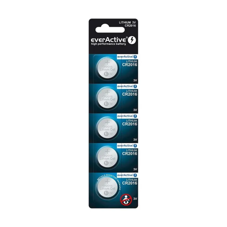 everActive CR20165BL CR2016 3V liitiumpatarei 20x1,6 mm nööpelement, 5 tk blisterpakendis