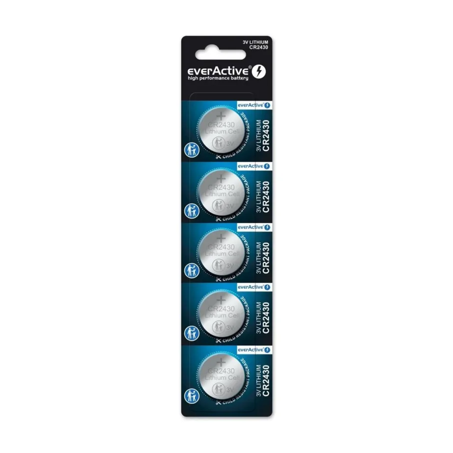 everActive CR2430 3V 24,5x3 mm liitium-nööppatarei, 5 tk blisterpakendis