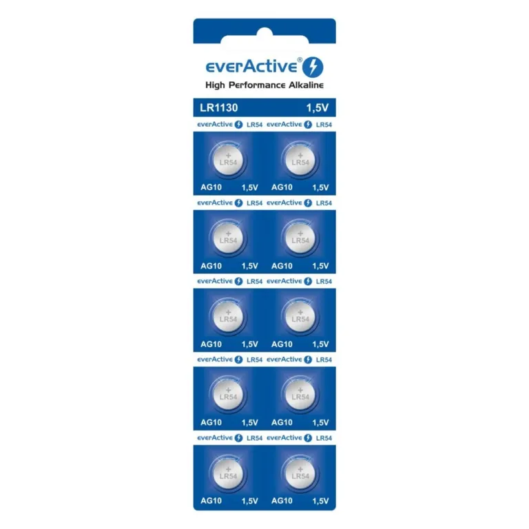 everActive EVAG10 G10 LR1130 LR54 1,5V nööppatarei 10 tk pakendis väikeselektriseadmetele