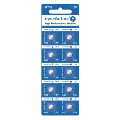 everActive EVAG3 1,5V LR41/AG3 10 tk mini leelispatareide komplekt väikesele elektroonikale