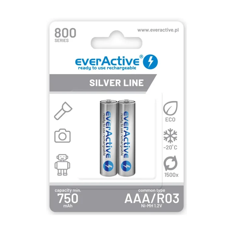 everActive EVHRL03-800 R03 AAA 800 mAh NiMH laetavad akud, 2 tk komplektis