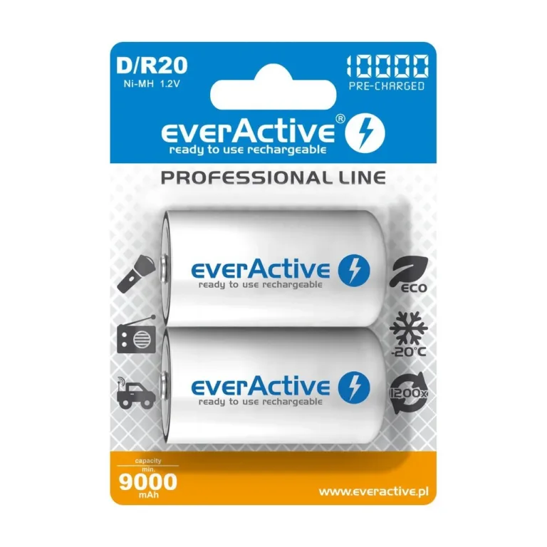 everActive EVHRL20-10000 2 tk D-tüüpi NiMH 10000 mAh 1,2 V laetavad akud