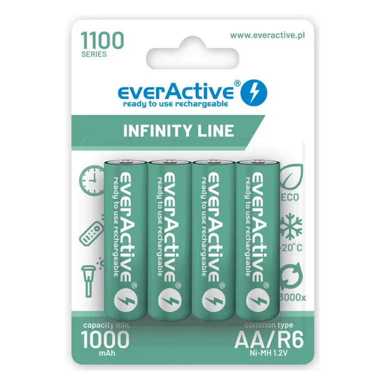 everActive EVHRL6-1100 NiMH AA 1100 mAh 1,2 V laetavad akud, 4 tk komplektis