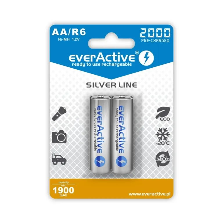 everActive EVHRL6-2000 2000mAh NiMH AA laetavad akud 1,2V, 2 tk komplektis